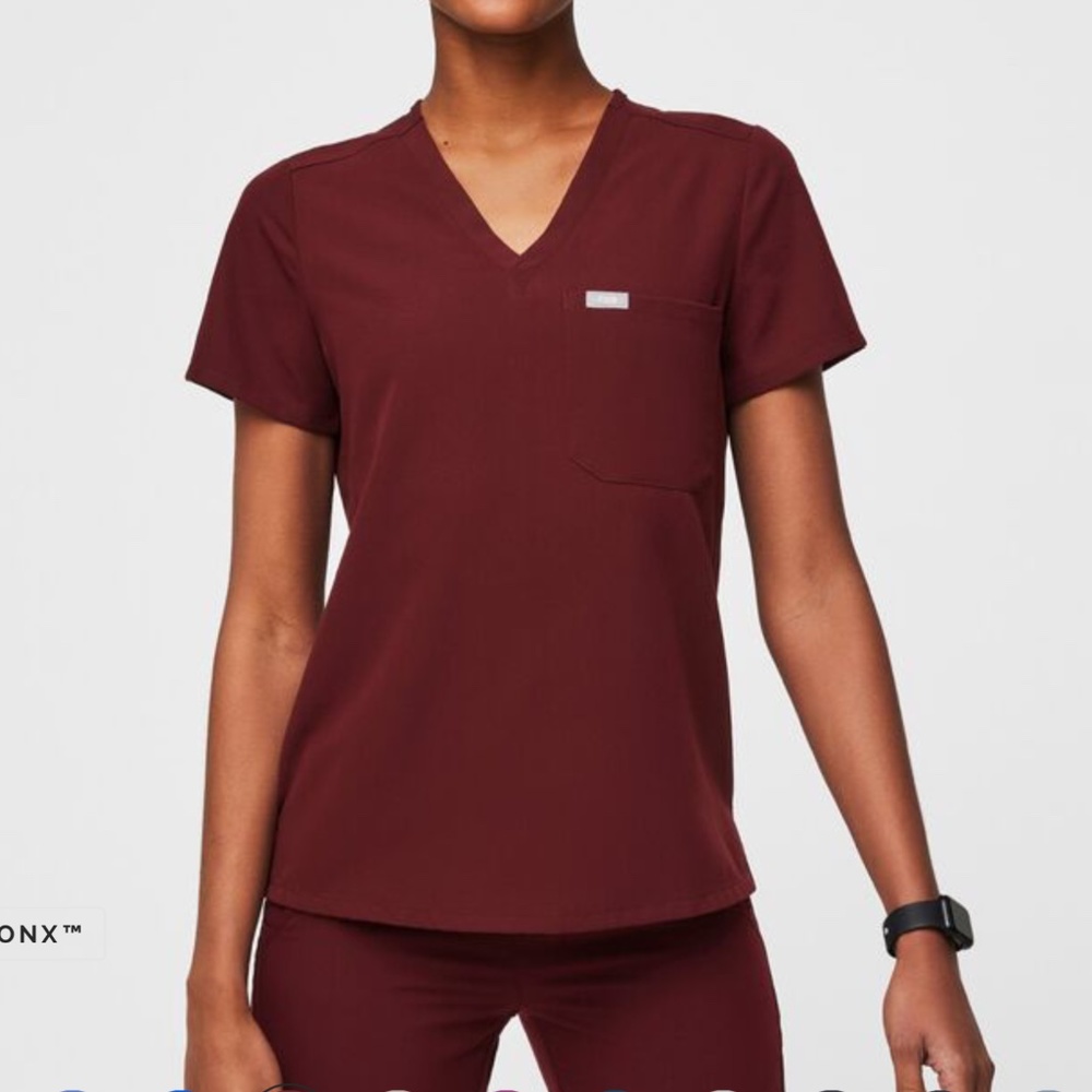 Figs Catarina Scrub Top- Burgundy-XS